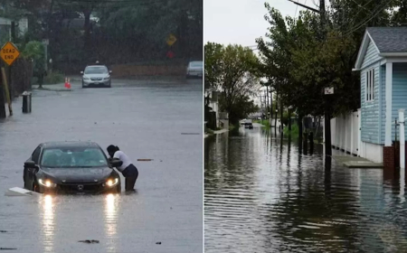 வெள்ளத்தில் மிதக்கும் நியூயார்க் நகரம்... ரயில்-விமான நிலையங்கள் மூடப்பட்டன 