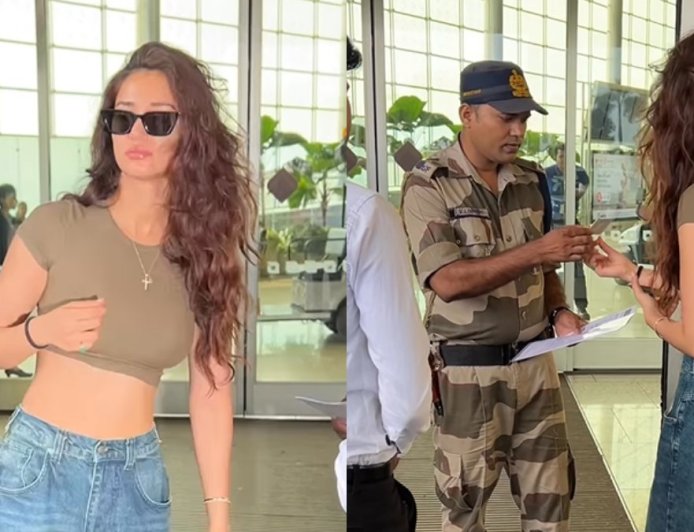 போஸ் கொடுத்த சூர்யா பட நடிகையை திணறவிட்ட காவலர்!