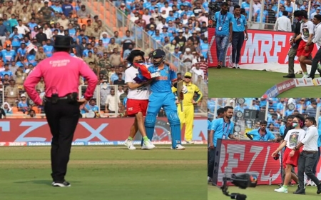 மைதானத்தில் கோலியை நெருங்கிய பாலஸ்தீன ஆதரவாளரால் பரபரப்பு... பாதுகாப்பில் குறைபாடா? 