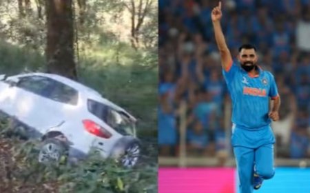 திடீரென பள்ளத்தில் விழுந்த கார்..  பதறியடித்து காப்பாற்றிய முகமது ஷமி