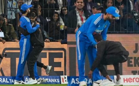 களத்துக்குள் புகுந்து கோலியை கட்டி பிடித்த ரசிகர்.... மைதானத்தில் நடந்த பரபரப்பு சம்பவம்!