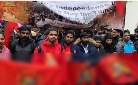 பிரித்தானியாவில் புலம்பெயர் தமிழர்கள்  எதிர்ப்பு போராட்டம்