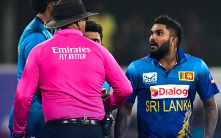 நோபால் சர்ச்சை.... களத்தில் சண்டை போட்டதால் வனிந்து ஹசரங்காவுக்கு தடை.... ஐ.சி.சி. அதிரடி!