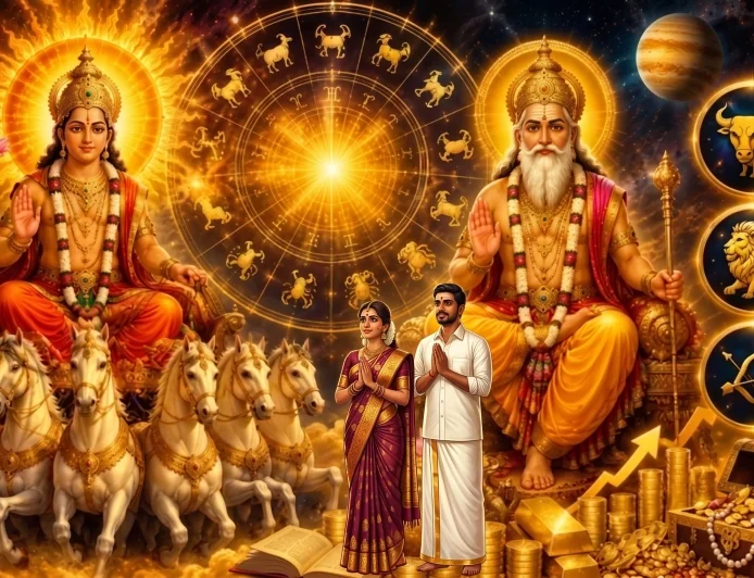 குரு–சூரிய சேர்க்கையால் உருவான மகாலட்சுமி ராஜயோகம்: ஆடி மாதத்தில் இந்த 3 ராசிகளுக்கு பணவரவும் அதிர்ஷ்டமும் அதிகரிக்கும்!