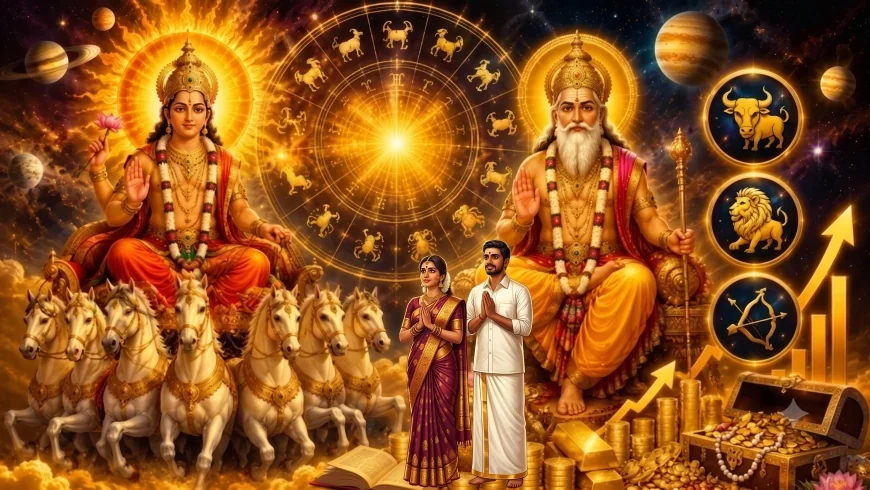 குரு–சூரிய சேர்க்கையால் உருவான மகாலட்சுமி ராஜயோகம்: ஆடி மாதத்தில் இந்த 3 ராசிகளுக்கு பணவரவும் அதிர்ஷ்டமும் அதிகரிக்கும்!