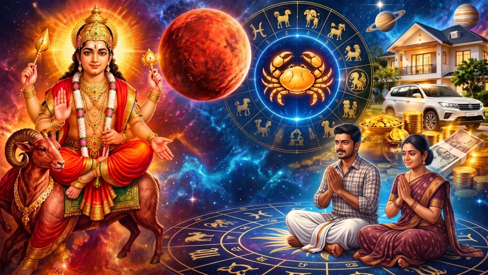 அதிர்ஷ்ட கதவு திறக்கும் 3 ராசிகள்: கடகத்தில் செவ்வாய் பெயர்ச்சி – சொந்த வீடு, வாகனம் வாங்கும் ராஜயோகம் யாருக்கு? முழு விபரம் இதோ!